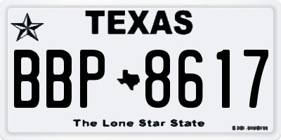 TX license plate BBP8617