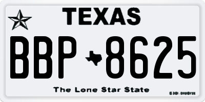 TX license plate BBP8625