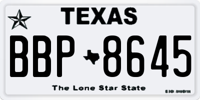 TX license plate BBP8645