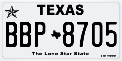 TX license plate BBP8705