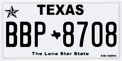 TX license plate BBP8708