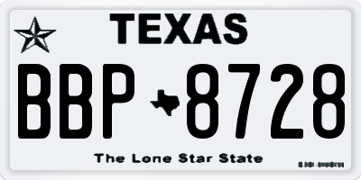 TX license plate BBP8728