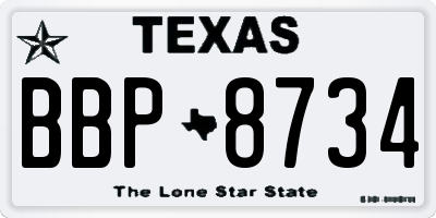TX license plate BBP8734