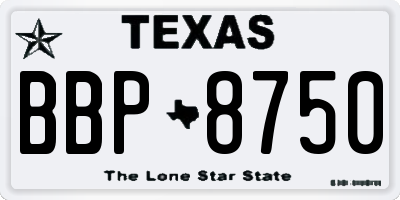 TX license plate BBP8750