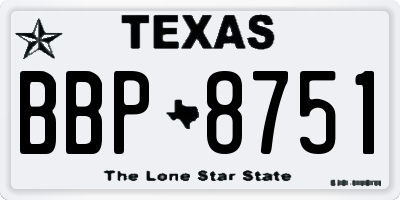 TX license plate BBP8751