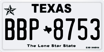 TX license plate BBP8753