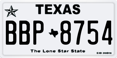 TX license plate BBP8754