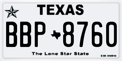 TX license plate BBP8760