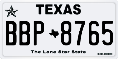 TX license plate BBP8765