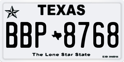 TX license plate BBP8768