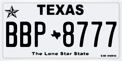 TX license plate BBP8777