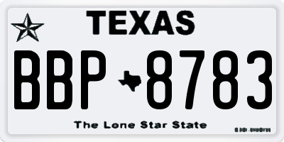 TX license plate BBP8783