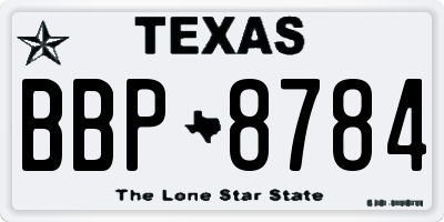 TX license plate BBP8784