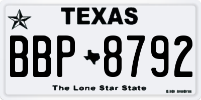 TX license plate BBP8792