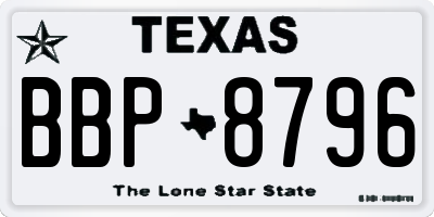 TX license plate BBP8796