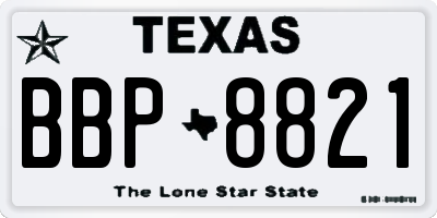 TX license plate BBP8821