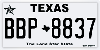 TX license plate BBP8837