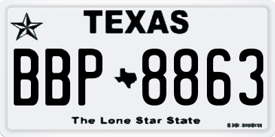 TX license plate BBP8863
