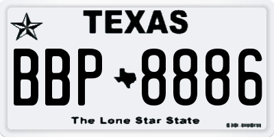 TX license plate BBP8886