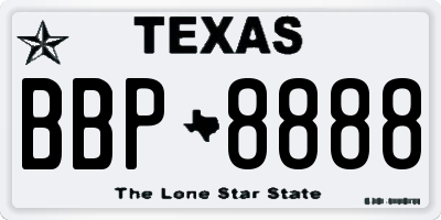 TX license plate BBP8888