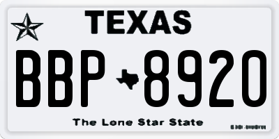 TX license plate BBP8920