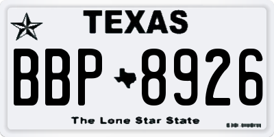 TX license plate BBP8926