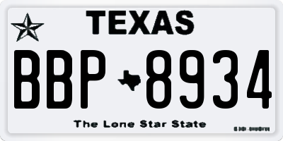 TX license plate BBP8934