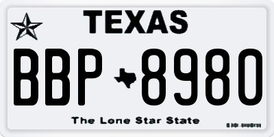 TX license plate BBP8980
