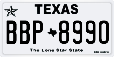 TX license plate BBP8990