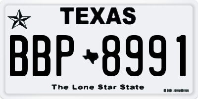 TX license plate BBP8991