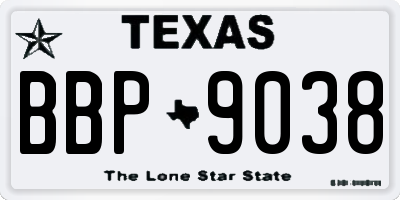 TX license plate BBP9038