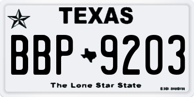 TX license plate BBP9203