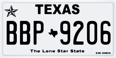 TX license plate BBP9206