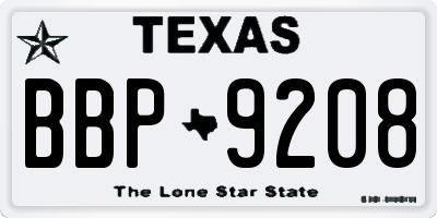 TX license plate BBP9208