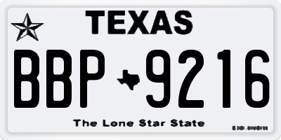 TX license plate BBP9216