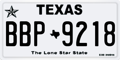 TX license plate BBP9218