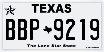 TX license plate BBP9219