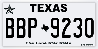 TX license plate BBP9230