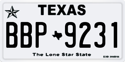 TX license plate BBP9231