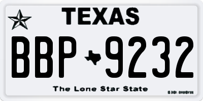 TX license plate BBP9232