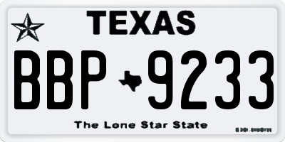 TX license plate BBP9233