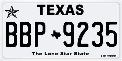 TX license plate BBP9235