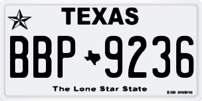 TX license plate BBP9236