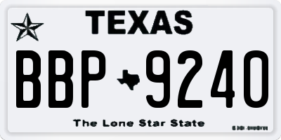 TX license plate BBP9240