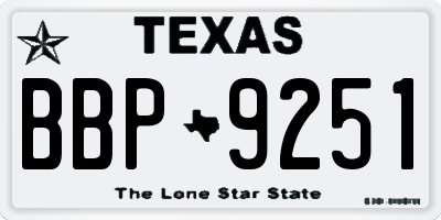 TX license plate BBP9251