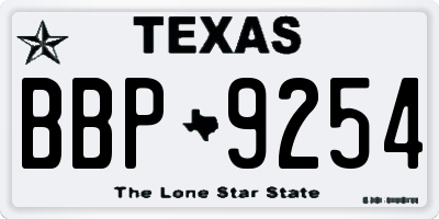 TX license plate BBP9254
