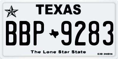 TX license plate BBP9283