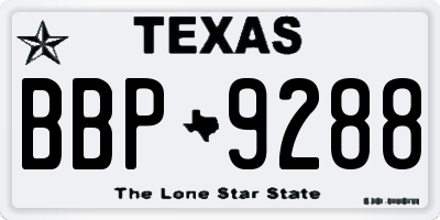 TX license plate BBP9288