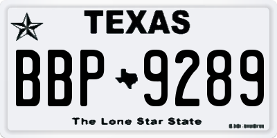 TX license plate BBP9289