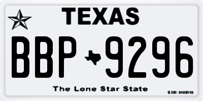 TX license plate BBP9296
